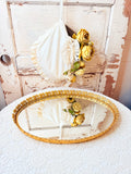 VINTAGE XL GOLD FILIGREE VANITY MIRROR TRAY