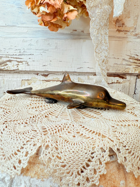 BRASS VINTAGE DOLPHIN STATUETTE