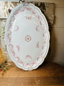 Bavaria pink floral large tray vintage