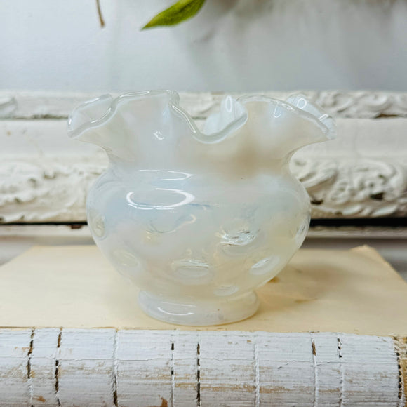 OPALESCENT VINTAGE RUFFLE FENTON WINDOW VASE