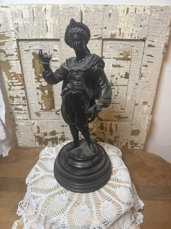 1890s FRENCH STATUE ON WOOD BASE