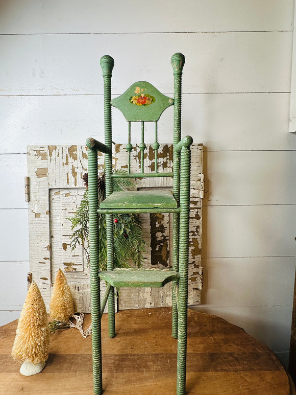 Antique doll highchair with foot rest RARE