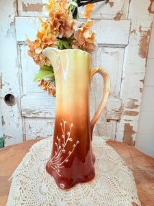 ANTIQUE BROWN AND BEIGE PITCHER VASE