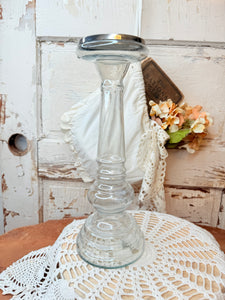 XL VINTAGE GLASS CANDLE HOLDER - 2 AVAILABLE