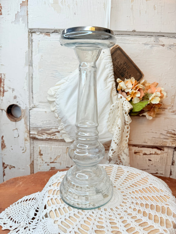 XL VINTAGE GLASS CANDLE HOLDER - 2 AVAILABLE
