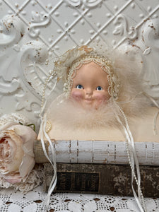 VICTORIAN HANDMADE VINTAGE DOLL HEAD ORNATE ORNAMENT - “MARY-ANN”