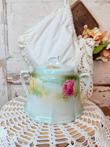 VINTAGE GERMANY HANDPAINTED PORCELAIN BISCUIT JAR