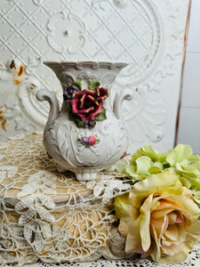 ORNATE ROSE DAMASK VINTAGE PLANTER - PINK