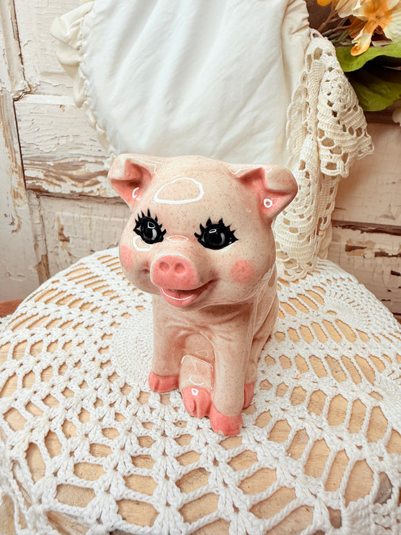 VINTAGE HAND PAINTED PIGGY CREAMER PITCHER
