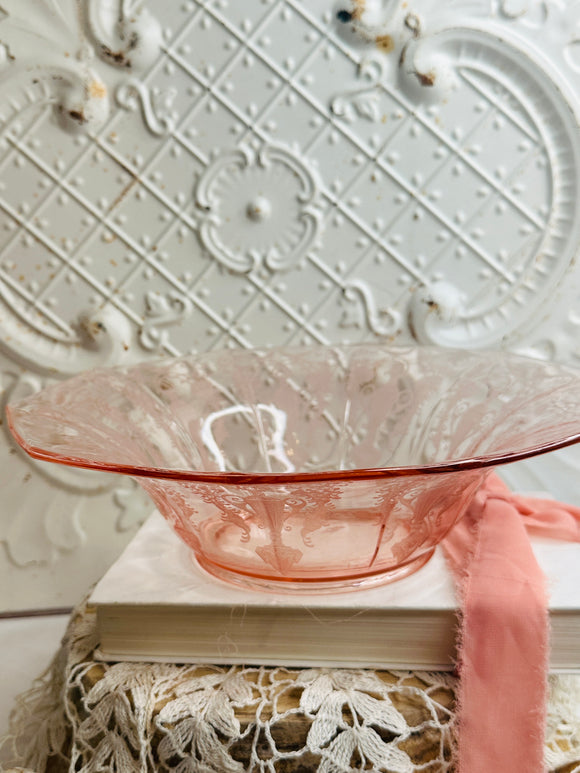 RARE 1930s LARGE PINK DECAGON BOWL