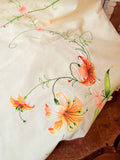VINTAGE OBLONG EMBROIDERED FLORAL TABLE CLOTH