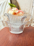 VINTAGE ORNATE GLASS SET OF CREAMER AND SUGAR BOWL