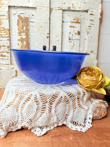 VINTAGE BLUE PYREX WITH GLASS BOTTOM 1 QT BOWL