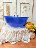 VINTAGE BLUE PYREX WITH GLASS BOTTOM 1 QT BOWL