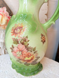 VINTAGE X RARE XL PAINTED DECORATIVE PORCELAIN PITCHER