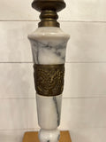 VINTAGE MID CENTURY TALL MARBLE AND BRASS LAMP - 2 AVAILABLE