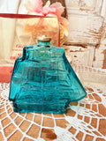 VINTAGE BLUE GLASS SHIP PERFUME COLOGNE BOTTLE