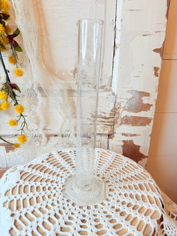 Vintage Glass Graduated Measuring Cylinder Etched Labware