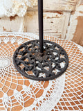 VINTAGE IRON STANDING WREATH HOLDER - BLACK