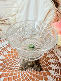 VINTAGE HOLLYWOOD REGENCY CRYSTAL PEDESTAL COMPOTE
