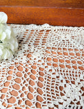 ANTIQUE HANDMADE FLORAL CENTERPIECE TABLECLOTH