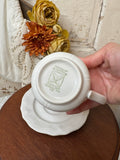 VINTAGE  IRONSTONE TEACUP AND SAUCER SET - 8 SETS AVAILABLE