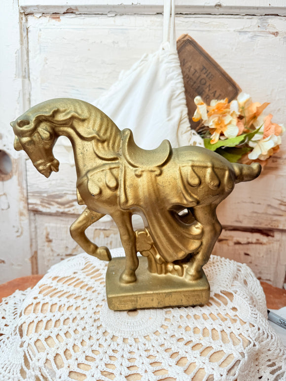 GOLD CERAMIC HORSE STATUETTE
