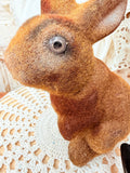 Antique flocked bunny, statuette ￼