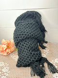 BLACK HANDKNIT CHAIR COVER / SCARF