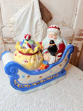 VINTAGE WATERFORD XL CERAMIC SLEIGH COOKIE JAR
