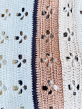 LARGE ANTIQUE EARTH TONE HAND CROCHETED AFGHAN 53x58