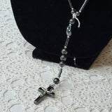 VINTAGE ROSARY - HEMATITE RARE BATTLE BEADS