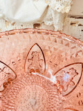 VINTAGE DETAILED LARGE PINK DEPRESSION GLASS BOWL