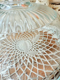LARGE VINTAGE ORNATE DETAILED GLASS  CAKE PLATE AND CLOCHE