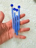 SET OF 4 VINTAGE COBALT BLUE GLASS BALL TOP BAR STIRRERS