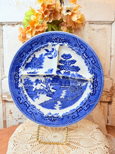 VINTAGE BLUE USA GRILL DIVIDED PLATE