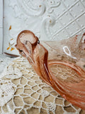 PINK DEPRESSION GLASS SWAN DETAILED BOWL