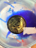 VINTAGE CLEAR WITH COBALT HEAVY GLASS AQUARIUM VASE