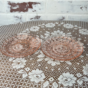 SET OF 2 JEANNETTE PINK DEPRESSION GLASS SNACK PLATES