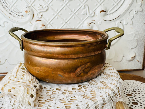 ANTIQUE COPPER AND BRASS POT PLANTER