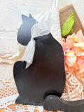 VINTAGE BLACK CAT WOOD DECOR