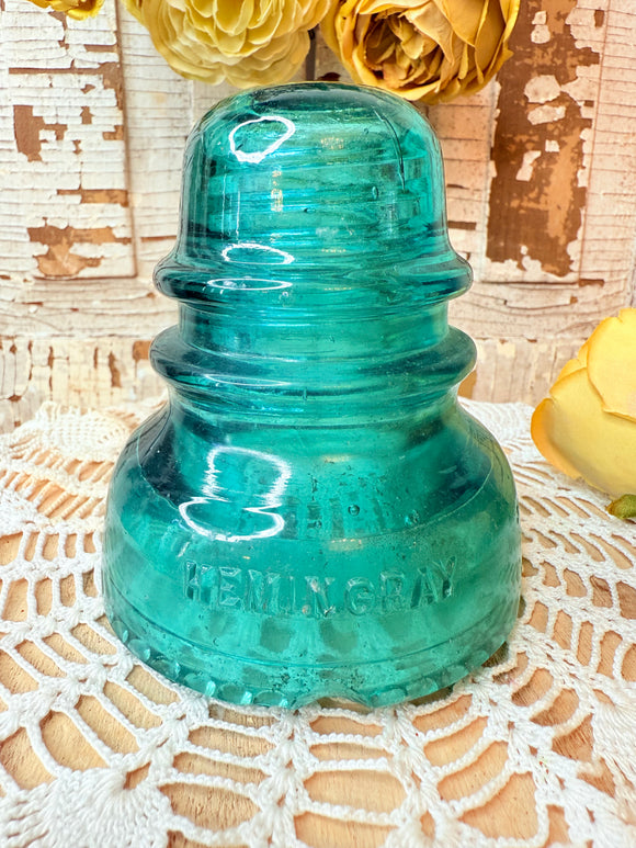 VINTAGE TURQUOISE HEMINGRAY INSULATORS - 3 AVAILABLE