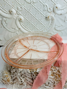 VINTAGE PINK DEPRESSION GLASS DORIC GRILL PLATE - 4 AVAILABLE