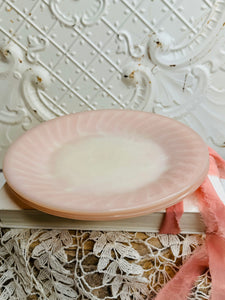 SET OF 2 LARGE PINK SWIRL MILK GLASS FIRE KING PLATES - 3 SETS AVAILABLE