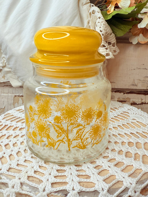 VINTAGE RETRO YELLOW FLORAL JAR
