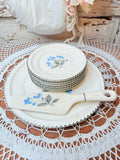 VINTAGE MID CENTURY 8 PIECE FLORAL CAKE SET