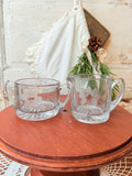 VINTAGE ETCHED GLASS SUGAR AND CREAMER SET