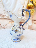 VINTAGE MARKED ORNATE BLUE AND GOLD PITCHER