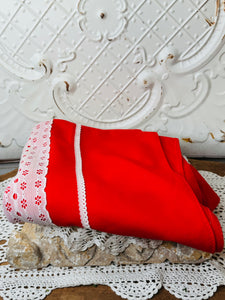 RED WITH LACE TRIM VINTAGE RUNNER