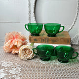 SET OF 4 ANCHOR HOCKING GREEN PUNCH CUPS - 3 SETS AVAILABLE